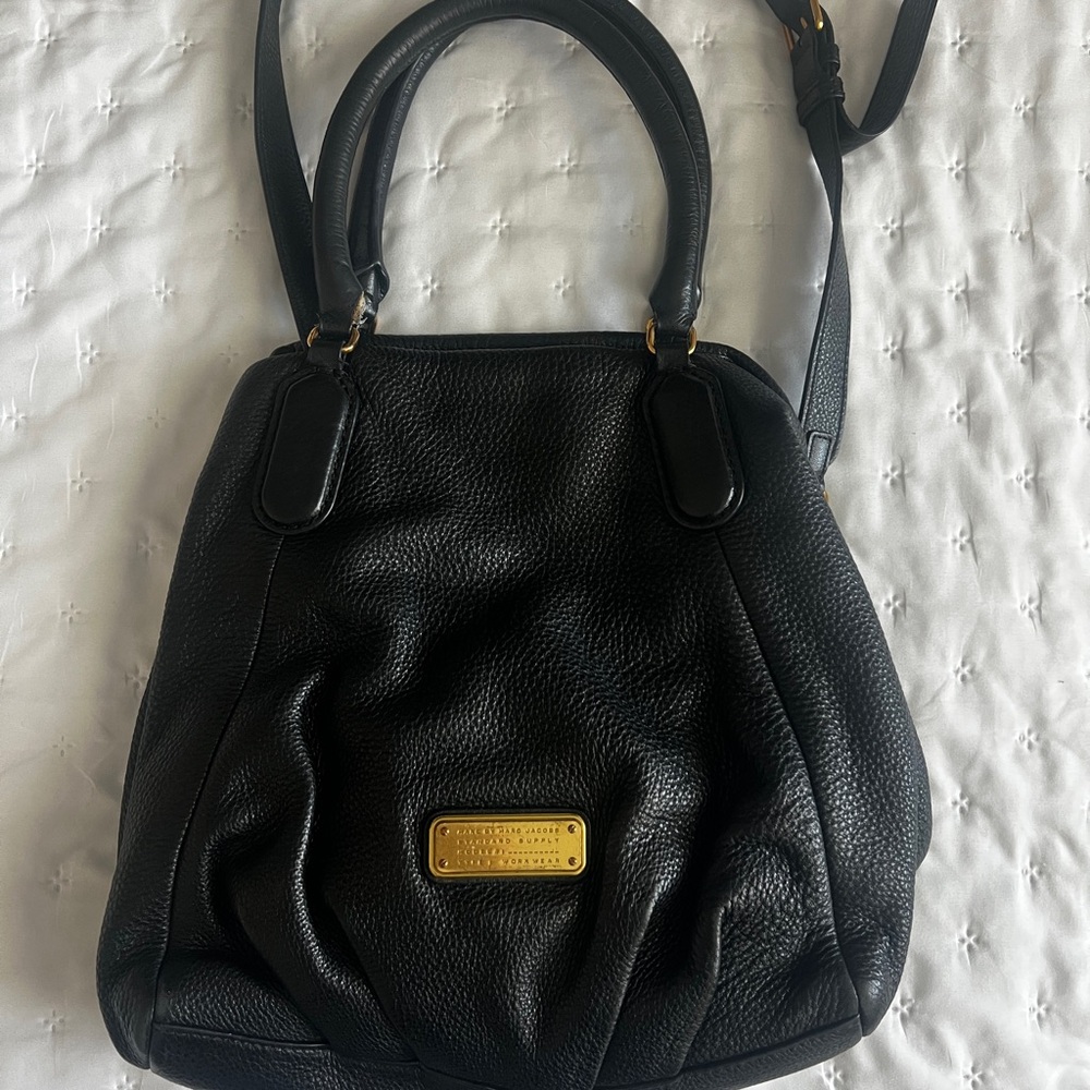Marc Jacobs Black Shoulder Bag with Gold Accents